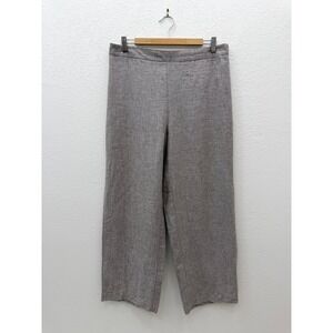 Chico's Linen Blend Straight‎ Leg Cropped Pants Brown Heather Size 1.5 US M/10